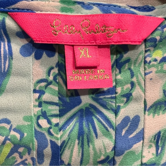 Lilly Pulitzer Marilina Tunic Top Blue and Green Lightweight Pull Over Size XL - Picture 4 of 8